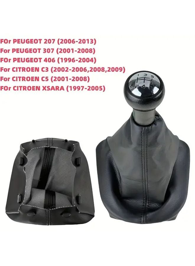 Peugeot 206 207 مقبض ناقل الحركة اليدوي 5 سرعات غطاء حذاء من الجلد الصناعي الأسود سهل التركيب - Image 5